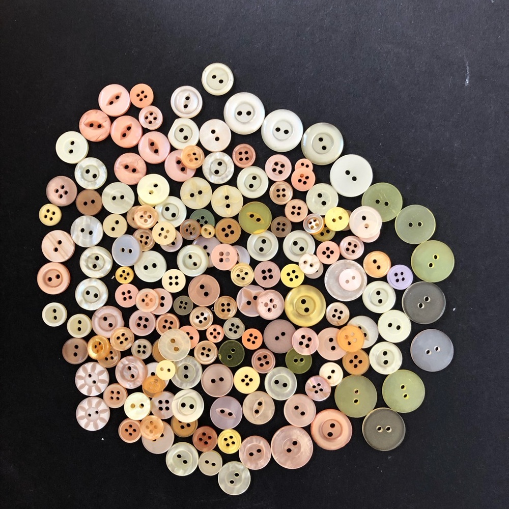 Vintage Yellow Mother of Pearl Buttons, Lot of 150 Plus Misc Sizes